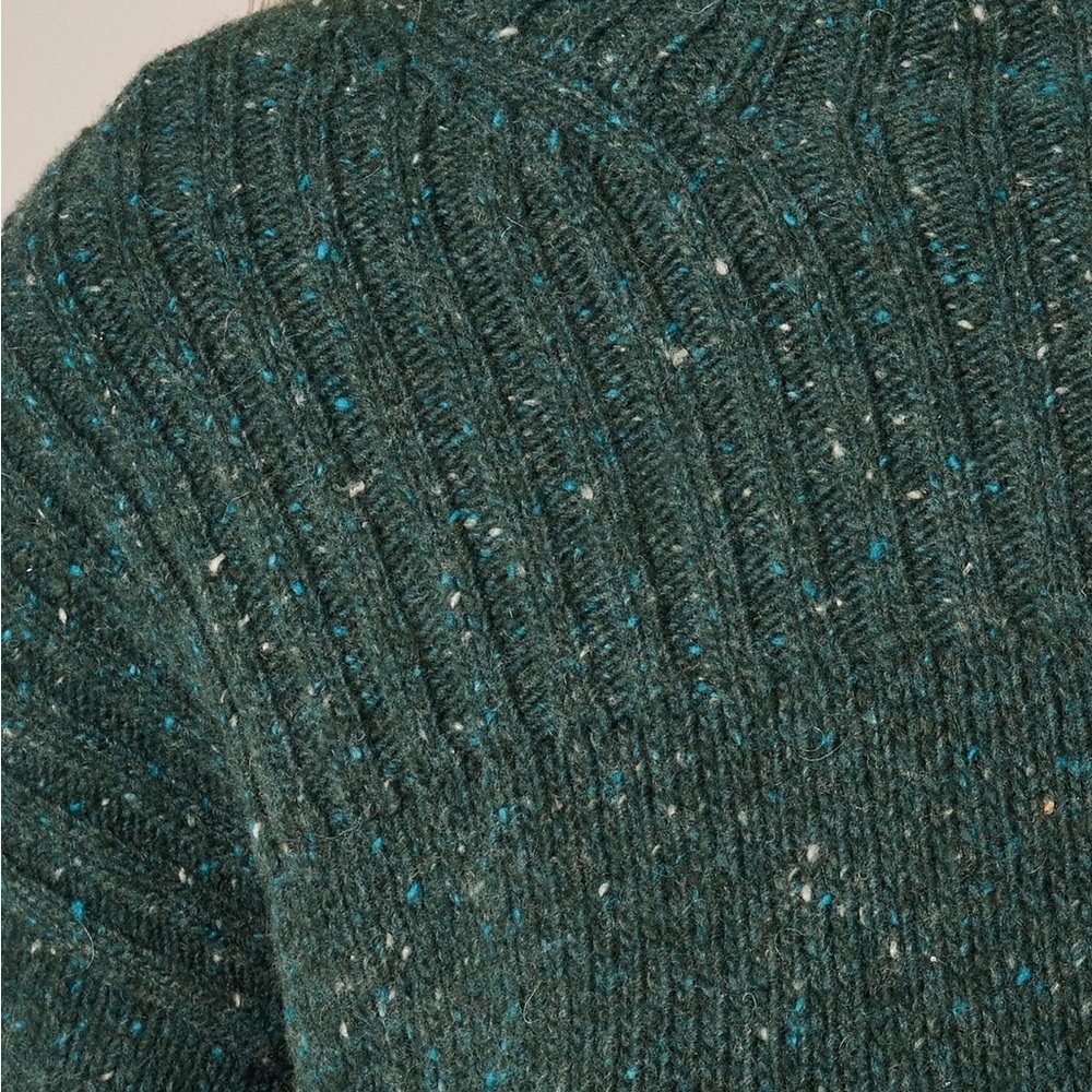 J. Crew Women's Ribbed Turtleneck Sweater Donegal Wool Blend Forrest Sprinkle L - Picture 6 of 9